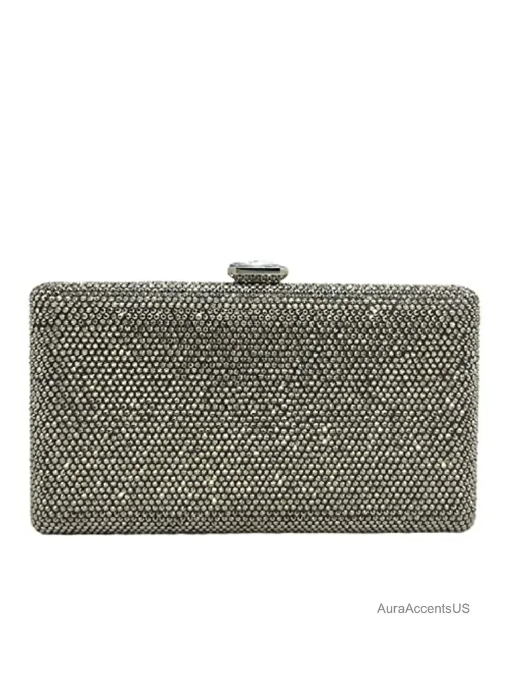 Crystal Evening Clutch Satin Metal Frame Rhinestone Wedding Purse Chain Strap
